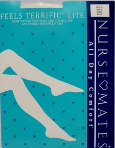 VINTAGE Nurse Mates #81800 Feels Terrific Lite collant bianco taglia B - Foto 1 di 4