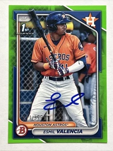 2024 1st Bowman Paper Neon Green /399 Esmil Valencia IP Autograph Houston Astros - Picture 1 of 3