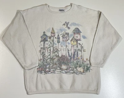 Sudadera Vintage Bird House Jardín Talla M Desteñida Cottagecore Abuela Años 90 Foto 1 de 4