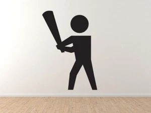 Icono deportivo - Stickman bateador de béisbol ligas pequeñas - Calcomanía de pared de vinilo - Imagen 1 de 1