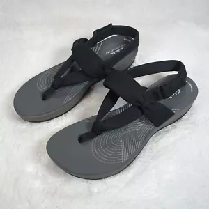 Women's Clarks Arla Nicole Cloudstepper Strappy Sandals Black Size 12 M 62122 - Picture 1 of 7
