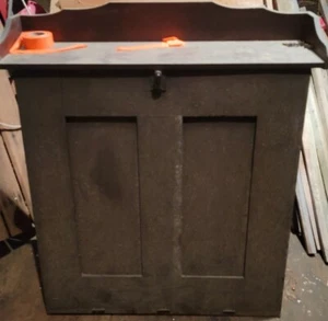 Antique Primitive Drop down Storage Wall Cabinet-H 31.12 x W 31 L x 13.14  - Picture 1 of 11