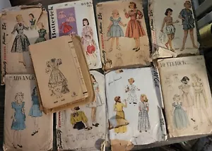 Lot of 9 Vintage 40s 50s Children's Dress Sewing Patterns Sizes 7 & 8 - Picture 1 of 10
