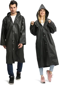 2 Pack Raincoats for Adults Reusable, EVA Rain Ponchos Lightweight Rain Coat Wat - Picture 1 of 12