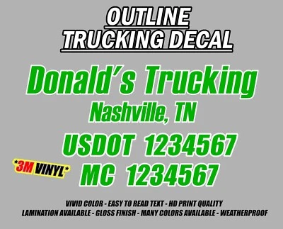 USDOT MC Número City State Carrier Semi Camión Vinilo Letras Calcomanía 2 Piezas Foto 1 de 4