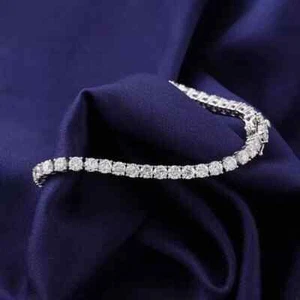 11 CT Round Cut VVS1/D Diamond Lab-Created Tennis Bracelet 14K White Gold FN - Picture 1 of 5