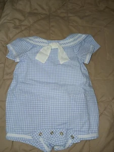Janie & Jack Blue Gingham Sailor Romper Size 0-3M BNwT - Picture 1 of 4