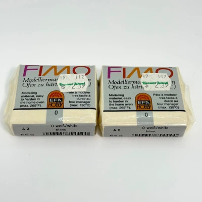 2-Pack Vintage FIMO White Oven-Bake Clay 65g Each No.8000 Germany EFA Hobby Seal - Image 1 of 2