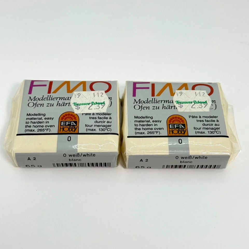 Pacote com 2 Vintage FIMO Argila Branca para Forno 65g Cada Nº8000 Alemanha EFA Hobby Selo - Imagem 1 de 2