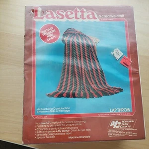 Vintage 1980 Lasetta Lap Throw 32"x42" Complete Kit New Sealed Box  - Picture 1 of 7