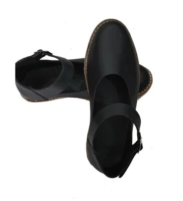 Sapatos femininos medievais viking cor preta de couro uma linda armadura para Larp, - Imagem 1 de 4