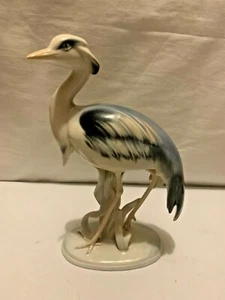 A Rare Heron / Crane/ Egret Porcelain German figurine made by Mertzler & Ortloff - Foto 1 di 12