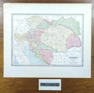 Vintage 1883 AUSTRIA Map 13"x11" ~ Old Antique Original GRAZ LINZ TRIESTE VIENNA - Picture 1 of 15