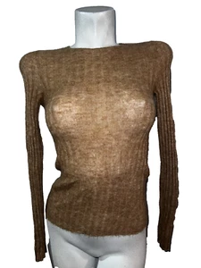 Suéter Madewell Para Mujer Talla S Marrón Acanalado Alpaca Poliamida LS Tejido Top - Imagen 1 de 6