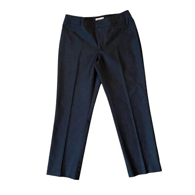 Merona women's size 4 dark blue creased flat front straight ankle dress pants - Image 1 of 4