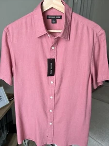 Camisa Michael Kors Para Hombre Rosa Polvorienta S/S Abotonada Talla S Nueva Con Etiquetas - Imagen 1 de 7