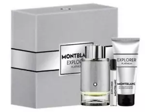Mont Blanc Explorer Plantinum 3 Pc Set 3.3 Oz Eau De Parfum Spray For Men - Picture 1 of 1
