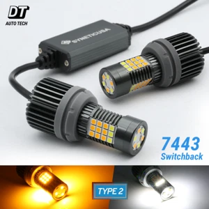 Syneticusa 7443 LED CANbus Error Free Switchback White/Amber Signal Bulbs Type 2 - Foto 1 di 9