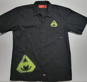 Dickies Overkill Band Short Sleeve Shirt Mens Large Black Button Down Thrash - Picture 1 of 10