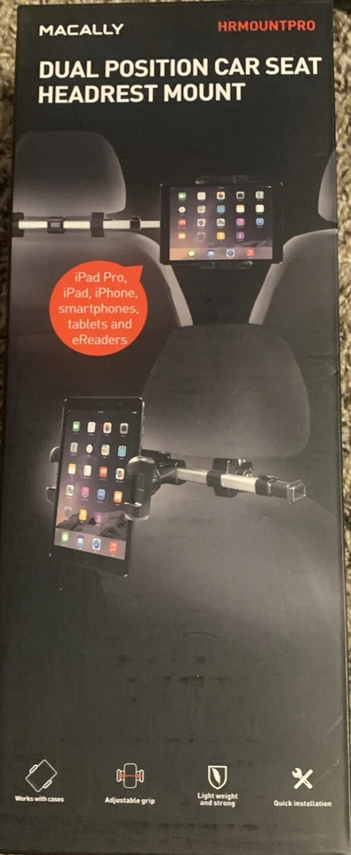 Macally HR Mount Pro Dual Position Car Seat Headrest Mount, Brand New In Box - Image 1 of 4
