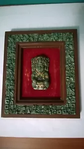 OLD VINTAGE MAYAN DECORATIVE 3 -D BARELIEF 10 1/8" X 8 5/8" 1.9 lb.FRAMED - Picture 1 of 7