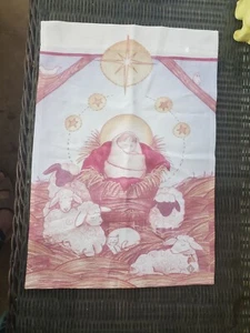 Vintage 12" x 18" Linda Spivey HTG Fabric Nativity Scene Christmas Banner Art - Picture 1 of 4