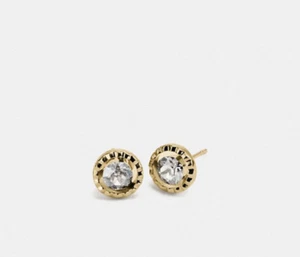NWT Coach Daisy Rivet Stone Stud Earrings Gold-tone w/ Swarovski Crystals 58459 - Picture 1 of 2