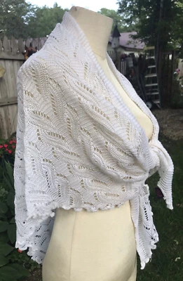 VTG Crochet White Shawl Shrug MCM Boho Retro Acrylic Japan  EUC - Image 1 of 4