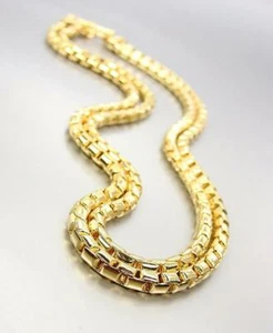 CLASSIC 18kt Gold Plated Double Strand 18 Inches Cable Box Chain Toggle Necklace - Picture 1 of 4