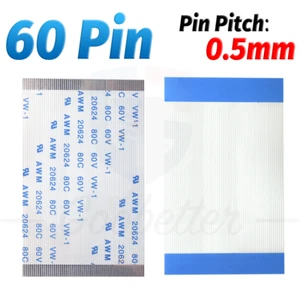 5cm to 30cm Length, 60Pin FPC FFC Flat Flexible Ribbon Cable 0.5mm Pitch - Picture 1 of 7