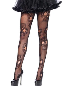 Sugar Skull Net Pantyhose - Picture 1 of 1