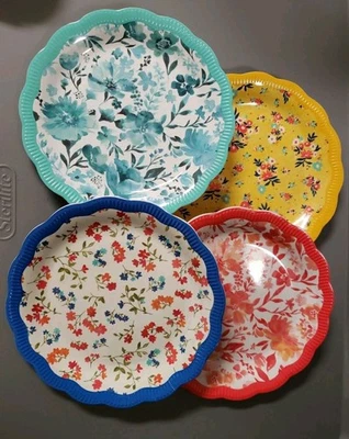 Juego de 4 platos de aperitivo salpicaduras florales de melamina surtidos para mujer pionera 6" Foto 1 de 2