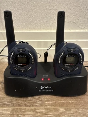 Cobra MicroTalk Walkie Talkies w/ Charging Adapter Model PR-100 ** SEE DESC ** - Image 1 of 4