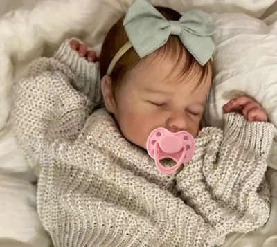 手工涂漆逼真重生婴儿娃娃女宝宝全身带根毛 — 第 1/2 张图片