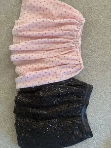 2 Girls Sequin Skirts Age 9-11yrs Elastic Waist - Picture 1 of 2