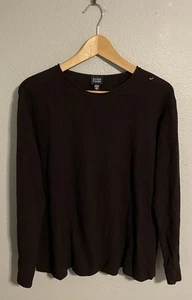 Eileen Fisher Womens Top Large Dark Brown Wool Long Sleeve Minimalist READ FLAW - Picture 1 of 10