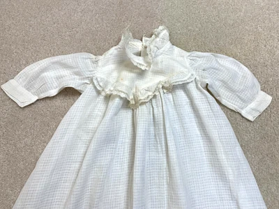 1910/20 Edwardian Baby Christening Long Silk/Cotton Dress Ivory Lace Mock Collar - Image 1 of 4