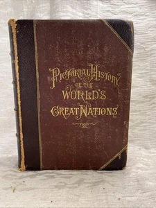 PICTORIAL HISTORY OF THE WORLDS GREAT NATIONS VOL I, 1882 Steel Engravings 1 Ed - Foto 1 di 24