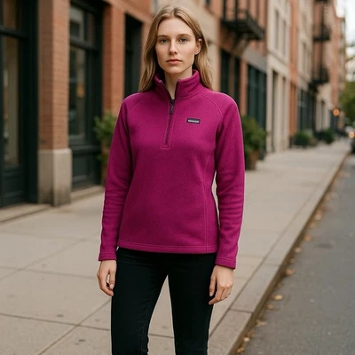 Patagonia Better Sweater Pullover Womens Sz Small Dark Pink Knit 1/4 1/2 Zip - Image 1 of 4