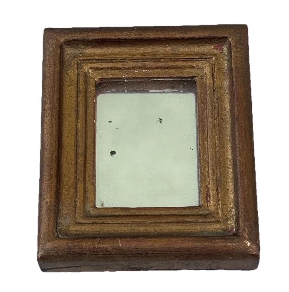 Dollhouse Miniature Furniture Mirror Framed Italy Italia Square 2.5" x 3" - Image 1 of 4