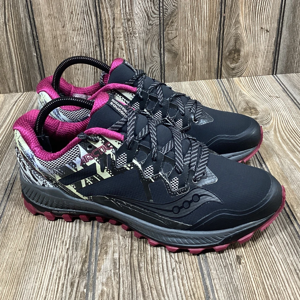 Saucony Womens Peregrine 8 Ice Plus S10450-1 Black Trail Running Shoes Size 9 - Image 1 of 4