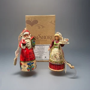 JIM SHORE Santa/Birdhouse Ornament And Mrs Claus Baker Set Of 2 Christmas Decor - Picture 1 of 6