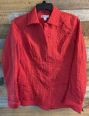 NWT Womens Coldwater Creek 100% Silk Quilted Embroidered Barn Jacket Medium - Image 1 of 4