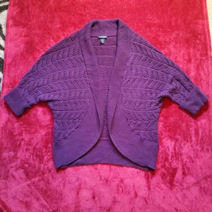 Cardigan maglione Lane Bryant scrollato aperto davanti maglia viola misto cotone 18/20 - Foto 1 di 7