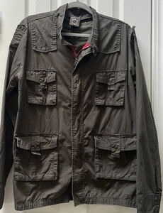 Blac Label Mens green Jacket Patches Cargo Pockets Sz XL Army grn Military Style - Picture 1 of 18