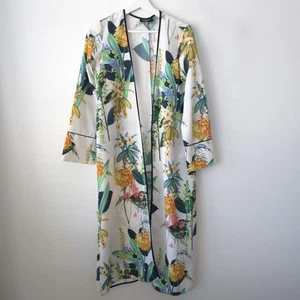 Zara Oriental Print Kimono Wrap Jacket Robe Dress Size M Medium 10 12 - Picture 1 of 7