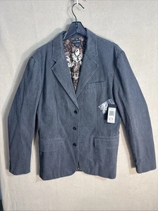 Guess Premium Blazer Iron Gray Men's Large 3 Button Floral Lined Integrity NWT - Picture 1 of 15