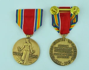 WWII Victory Medal with Mounting Bar - Full size USA made - World War Two WWIIVM - Imagen 1 de 1