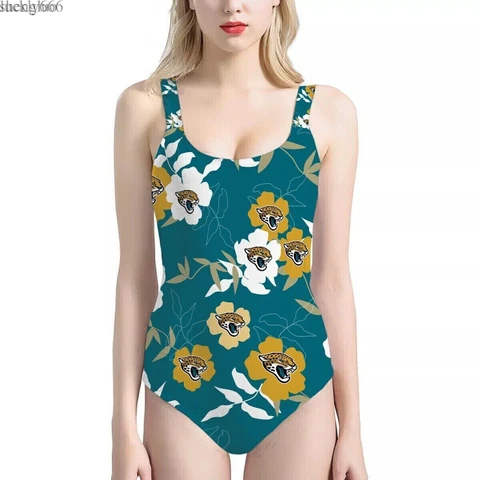 Jacksonville Jaguars Women One Piece Swimsuit Bikini Beach Swimwears Bathing Set Cover