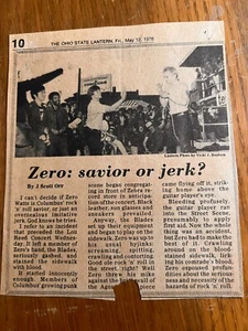 Zero Watts Klingen Punk Rock Artikel Columbus OSU Laterne Ohio 1978 - Bild 1 von 1